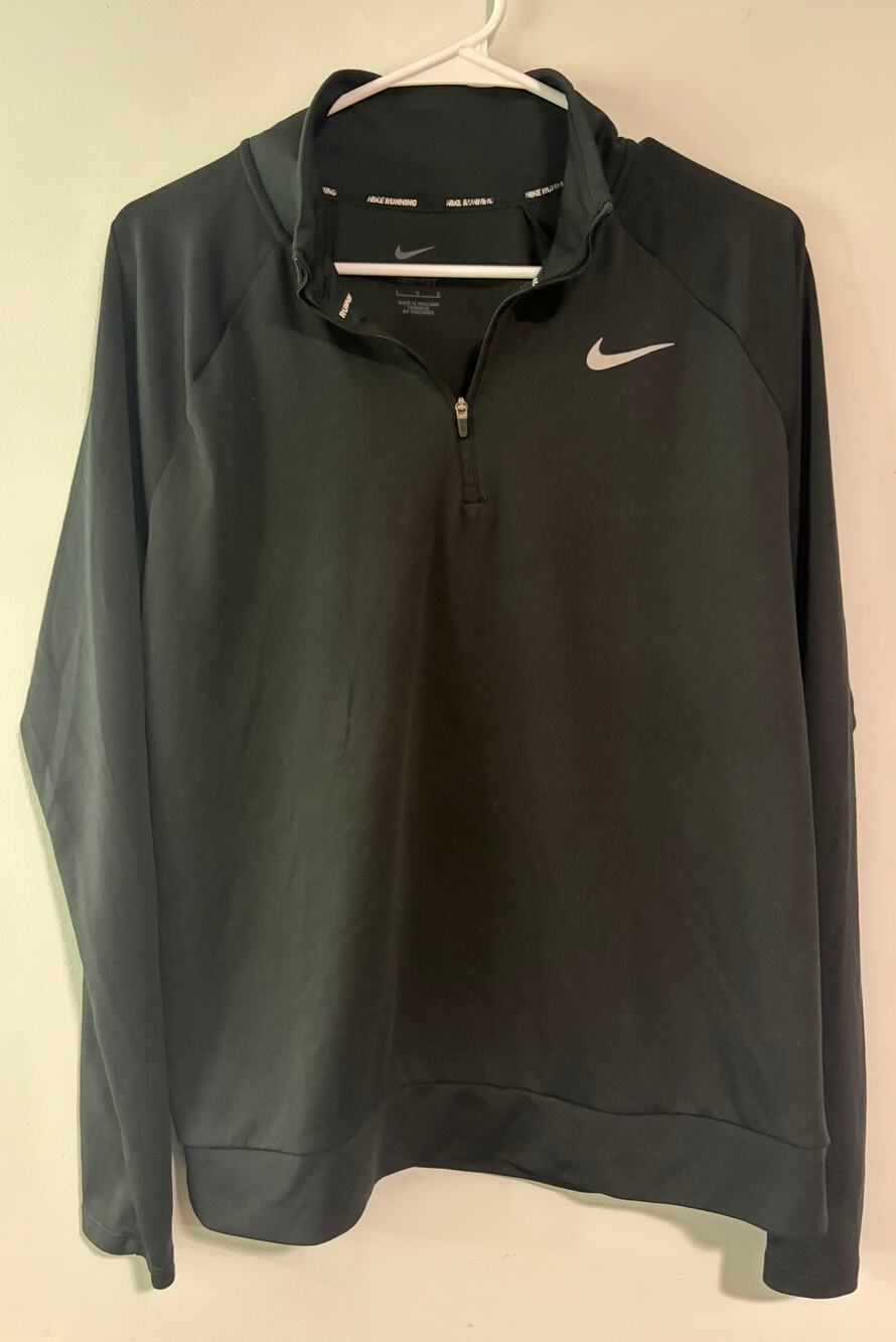 Nike Running Dri-FIT Black Quarter Zip Pullover Reflective Long Sleeve Large